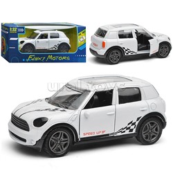 Белая инерционная машинка Хэтчбэк die-cast,1:32, открывающиеся двери