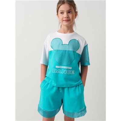 Комплект трикотажный для девочек: фуфайка (футболка), шорты