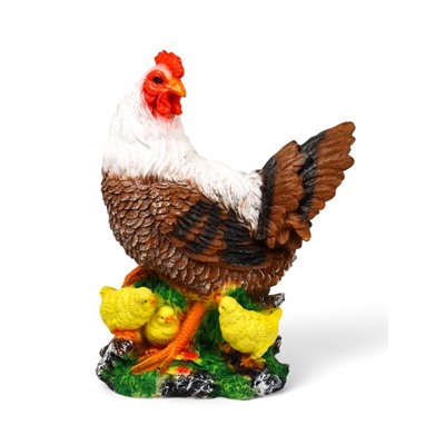 Садовая фигура из полистоуна «Курица с цыплятами», 42×17×30 см