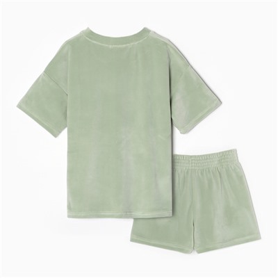 Костюм детский (футболка, шорты) KAFTAN Plushy, размер 30 (98-104 см), зелёный