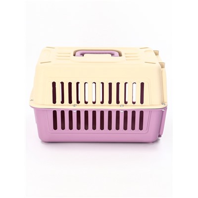 Переноска для животных, 44×31×27 см, пластик, бежевая, лавандовая