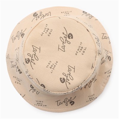 Панама детская MINAKU «Надписи», размер 48-50, бежевая