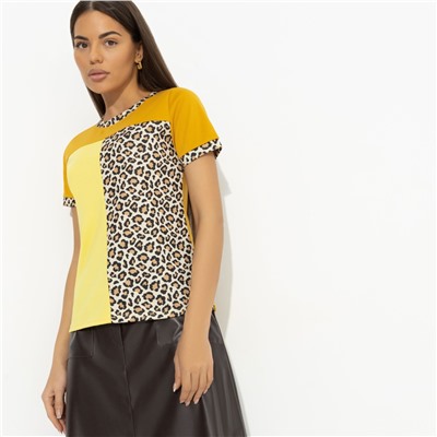 Футболка комбинированная, Стильное сочетание (оранжевая)