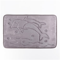 Коврик для ванной «Дельфины», 50×80 см, серый