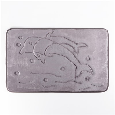 Коврик для ванной «Дельфины», 50×80 см, серый
