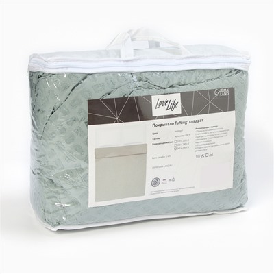 Покрывало 1.5-спальное LoveLife «Tufting: Квадрат», 150×220±5 см, микрофайбер, зелёное