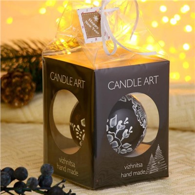 Ёлочный шар d=8 см «Белые цветочки» ручная роспись