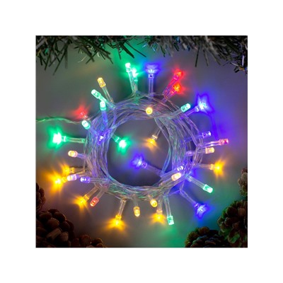 Гирлянда «Нить» 4 м, IP20, прозрачная нить, 40 LED, 2 режима, батарейки AAх3 (нет в комплекте), свечение мульти