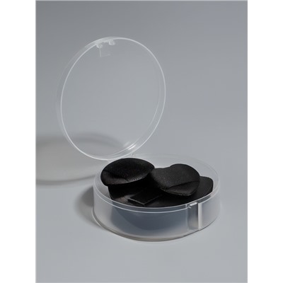 Спонжи для макияжа, в футляре, 3 формы: треугольник, овал, сердце, чёрные