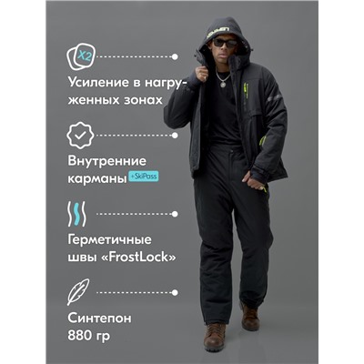 Горнолыжный костюм мужской зимний черного цвета 3710Ch