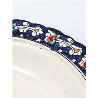 УЦЕНКА Блинница Риштанская Керамика «Цветы», 32 см, синий