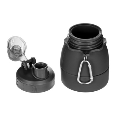 Бутылка для воды, 600 мл, силиконовая, складная, чёрная