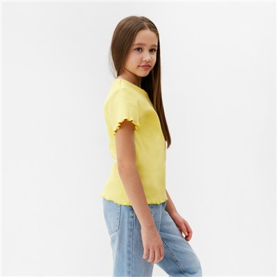 Футболка для девочки однотонная MINAKU: Basic line, жёлтая, рост 146 см