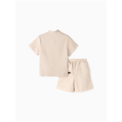 Комплект (рубашка и шорты) для мальчика MINAKU, бежевый, рост 134 см