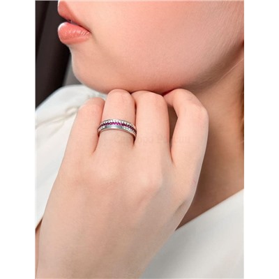 Кольцо из серебра с фианитами родированное 925 пробы к-7218р215