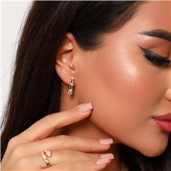 Комплект ювелирная бижутерия коллекция  "Дубай" в форме змеи серьги и кольцо разъемное, покрытие: позолота, вставка: фианиты, цвет: прозрачный, арт.214.935