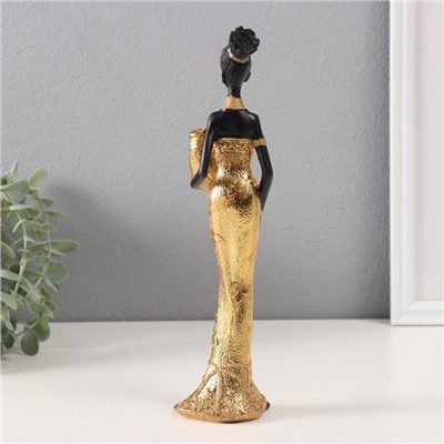 Фигурка полистоун «Африканка Зэмба в золотом платье, с вазой», 5×6×27 см