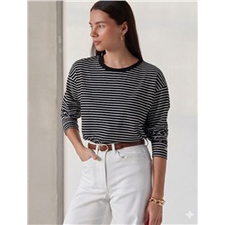 Лонгслив в полоску из премиального хлопка с эластаном