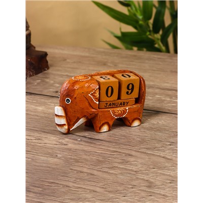 Вечный календарь с кубиками «Слоник», 11×4.5×6.6 см, дерево, МИКС