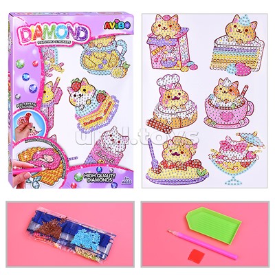 Мозаика алмазная "Веселая киска" в коробке