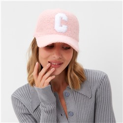 Бейсболка женская тёплая MINAKU барашек, размер 56-58, розовая