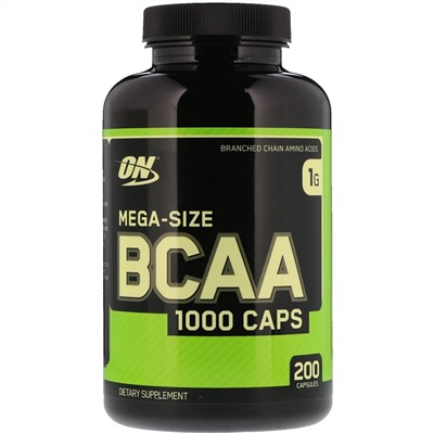 Optimum Nutrition, BCAA 1000 Caps, большая упаковка, 1 г, 200 капсул
