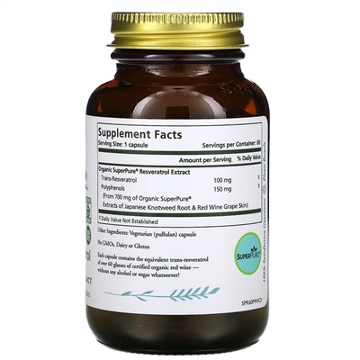 Pure Synergy, Super Pure, ресвератрол, 60 капсул