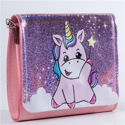 Сумка детская Pink unicorn, на клапане, розовая
