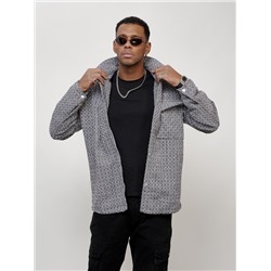 Ветровка рубашка мужская букле серого цвета 58375Sr
