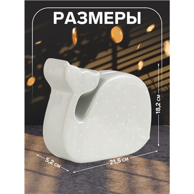 Копилка для денег «Китёнок в горох», керамика, серый, 21.5×5.2×18.2 см