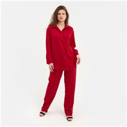 Костюм женский (рубашка, брюки) MINAKU: Silk pleasure, размер 56, красный