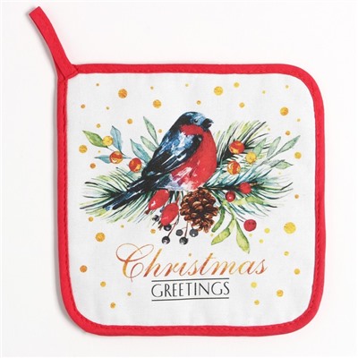 Прихватка «Сhristmas greetings», 19×19 см, МИКС, саржа,100% х/л, ватин 250 г/м²