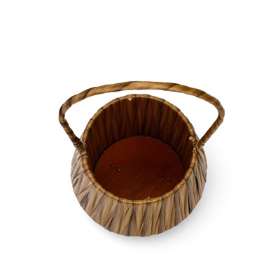 Корзина плетёная для хранения, 10×10×10 см, ручка h=10 см, пластиковая, коричневая, Greengo