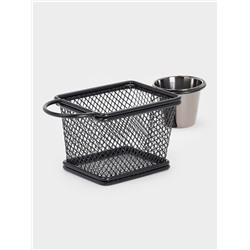 Корзинка для картофеля фри Доляна «Ночь», с соусником d=5 см, чёрная, соусник микс