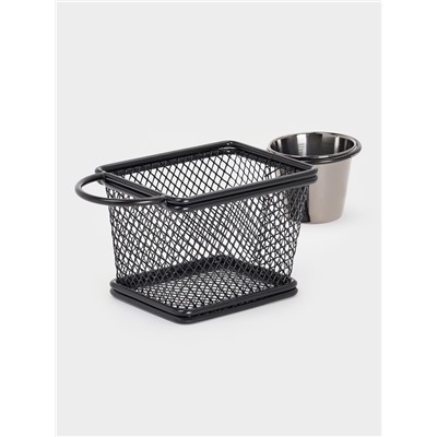 Корзинка для картофеля фри Доляна «Ночь», с соусником d=5 см, чёрная, соусник микс