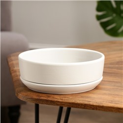 Горшок бонсайница "Огма" для кактусов и суккулентов, 1,4 л, 18×6,5 см, керамический, белый
