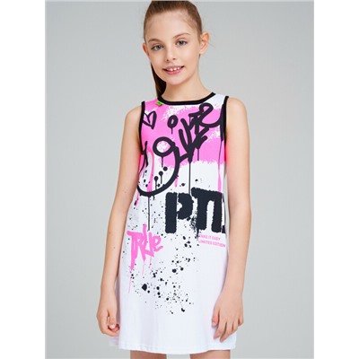 Комплект трикотажный для девочек: платье-футболка, туника