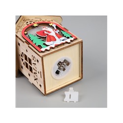 Ёлочная игрушка «Домик с Дедом Морозом», 11×8.5×7.5 см, 1 LED, от батареек, свечение тёплое белое
