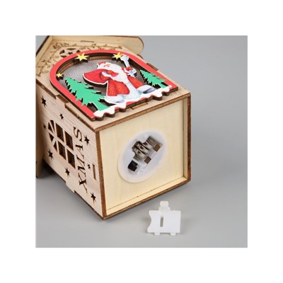 Ёлочная игрушка «Домик с Дедом Морозом», 11×8.5×7.5 см, 1 LED, от батареек, свечение тёплое белое