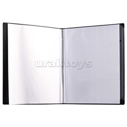Папка с 20 вкладышами A4 "TOTAL BLACK" A4 (235x310x15 мм) 400 мкм, фактура "шахматная доска" тиснение фольгой