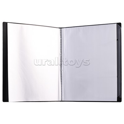 Папка с 20 вкладышами A4 "TOTAL BLACK" A4 (235x310x15 мм) 400 мкм, фактура "шахматная доска" тиснение фольгой