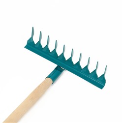 Грабли прямые, витой зуб, 10 зубцов, металл, деревянный черенок