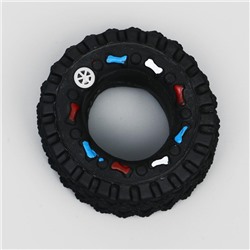 Игрушка для собак «Покрышка» для собак, 8 см, пищащая, винил, чёрная