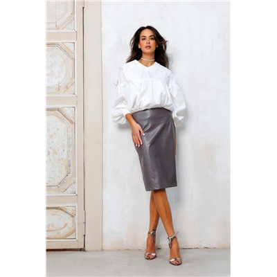 Юбка - карандаш экокожа 365 (Серый)