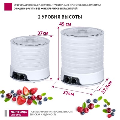 Сушилка для овощей и фруктов "Мастерица" EFD-5000, 500 Вт, 6 ярусов, белая