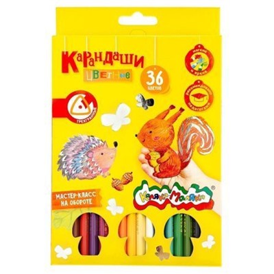 Карандаши 36цв  трехгранные КТКМ36 Каляка-Маляка
