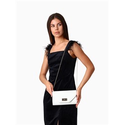 УЦЕНКА Сумка жен 24×4.5×11 см, отд на клапане, дл ремень цепь, белый