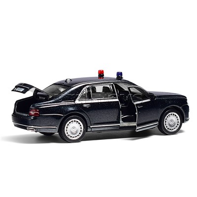 Машина металл Аурус Сенат 13,5 см (свет-звук, черный) инерц, в коробке