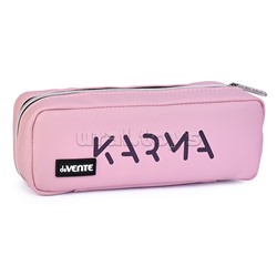 Пенал "Karma" 21x9x5 см, прямоугольный для 60 предметов, искусственная кожа, на молнии, 3 внутренних отделения с перегородками, с каучуковой аппликацией, темно-серый