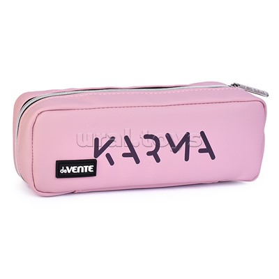 Пенал "Karma" 21x9x5 см, прямоугольный для 60 предметов, искусственная кожа, на молнии, 3 внутренних отделения с перегородками, с каучуковой аппликацией, темно-серый